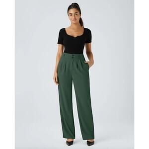 HALARA Pants Size XS Flex High Waisted Zipper Pocket Shirred Straight Leg Work